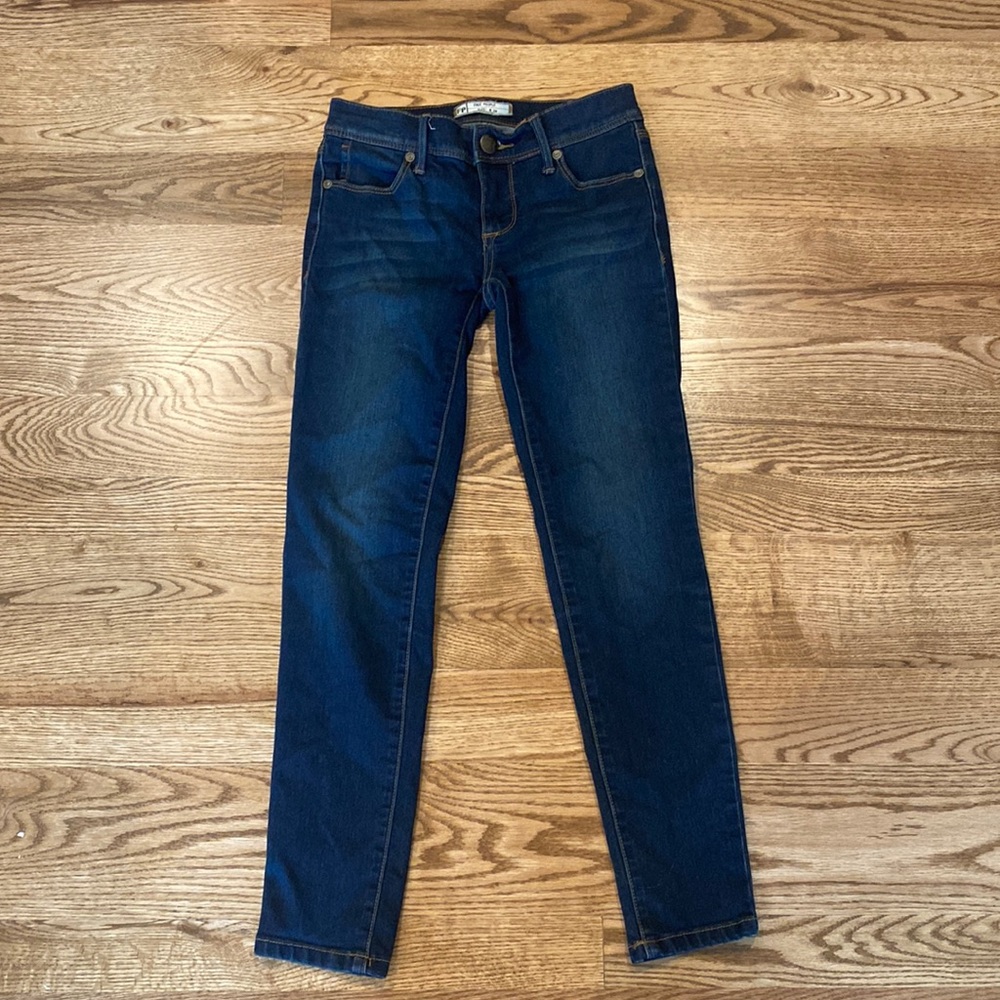 Womens Free a people size 24 mid rise stretch skinny distressed jeans dark Wash